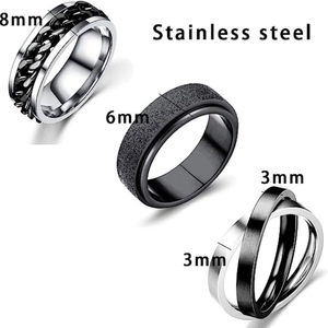 Titanium Steel Spinner Anxiety Ring Set For Men Women Stress Relief Geometric Band Finger Jewelry Gift For Daily Wear