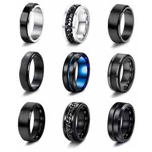 Bague Anti-Stress en Acier Titane pour Homme Femme Rotative Style Punk Plusieurs Styles Bijoux Noir Argent Bleu Bagues