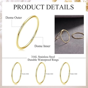 Detail of 1mm dome-shaped 14K gold-plated 316L stainless steel waterproof ring band