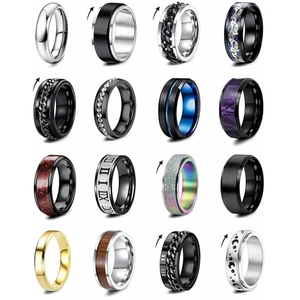 Edelstahl Spinner Ringe Set Für Herren Damen Angstabbau Drehbar Römische Zahlen Ketten Design Punk Mode Schmuck