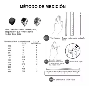 Detailed sizing chart and measurement guide for Celtic knot stainless steel rings