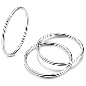 Three-piece set of 14K gold plated minimalist slim stackable rings with mirror finish