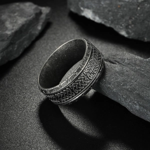 Nordic Viking Rune Titanium Steel Ring For Men Women Vintage Celtic Knot Band Antique Silver Norse Mythology Jewelry Gift