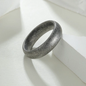 6mm vintage matte stainless steel ring with distressed silver finish for men and women