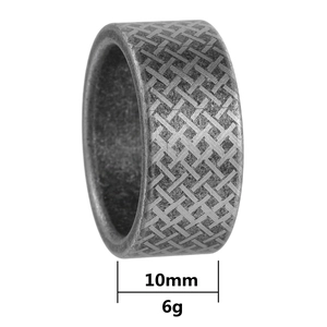 Anello vintage 10mm da uomo in acciaio inossidabile con motivo a rete e carbonio