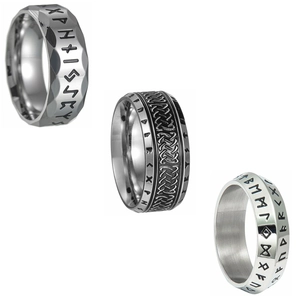 Nordic Viking Rune Rings Set For Men Stainless Steel Vintage Punk Celtic Knot Engraved Band Rings Retro Jewelry Gift