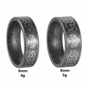 Vintage Tree of Life stainless steel rings in 6mm and 8mm widths with Celtic knot patterns