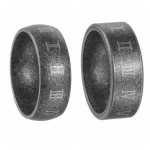 Vintage Roman numeral engraved ring in antique silver finish made of stainless steel