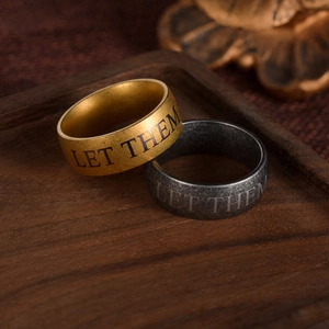 Bague Vintage en Acier Inoxydable 304 Vieillie Antique Gravée LET THEM Lettre Unisexe Anneau Bijoux de Mode Cadeau