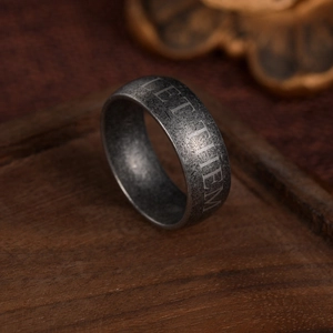 Bague vintage en acier inoxydable argent vieilli avec gravure LET THEM pour homme