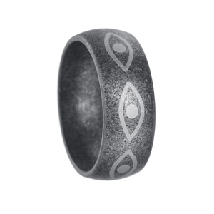 Bague vintage œil protecteur en argent vieilli pour un look punk et gothique