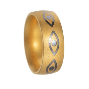Bague vintage en acier titane doré avec motifs d'œil maléfique pour hommes et femmes
