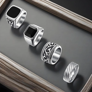 Bague Homme Rétro Acier Inoxydable Oeil de Tigre Sculpté Noeud Celtique Motif Punk Gothique Dominatrice Bagues Mode Bijoux Cadeau