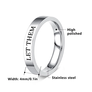 Inspirational 4mm stainless steel Let Them ring with a polished silver finish
