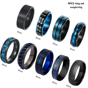 Titanium Steel Spinner Ring For Men Black Blue Electroplated Band Ring Gothic Celtic Dragon Stress Relief Jewelry Gift