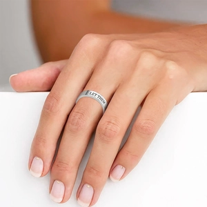 Polished titanium steel ring for women with Let Them inspirational engraving