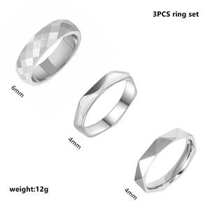 Titanium Steel Geometric Faceted Ring Rhombus Wave Pattern Minimalist Fashion Unisex Metal Finger Band Jewelry Accessory