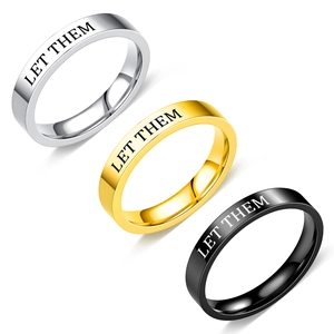 Inspirational Let Them Engraved Stainless Steel Band Ring Minimalist Polished Plain Finger Ring Jewelry For Women Men Gift
