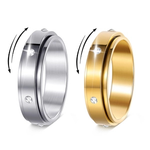 Bagues rotatives de luxe en or et argent avec incrustation de zircone pour le stress