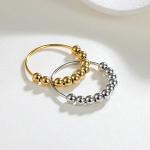 Edelstahl Angst Ring Für Männer Frauen Drehbarer Perlen Ring Stressabbau Spinner Ring Mode Schmuck Geschenk