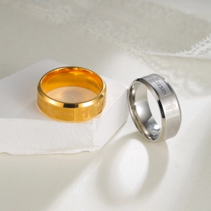 Bague Religieuse en Acier Inoxydable Lettre JESUS et Croix pour Hommes Femmes Plaquée Or Argent Bijoux de Foi Chrétienne Mode