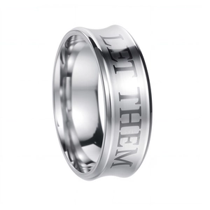 Anello concavo largo in acciaio inossidabile lucido argento con incisione Let Them