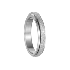 Silver matte spinner ring for anxiety relief with rotating stainless steel outer band
