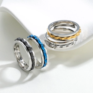 Stainless Steel Gear Spinner Ring For Men Women Rotating Anxiety Relief Band Ring Cool Industrial Fashion Jewelry Gift
