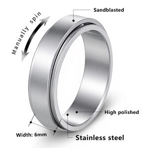 Bague pivotante de 6mm en acier inoxydable pour femme avec finition sablée et polie