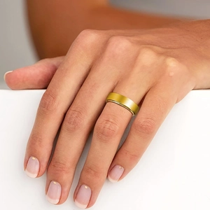 Bague rotative en acier inoxydable doré de 6 mm avec finition sablée