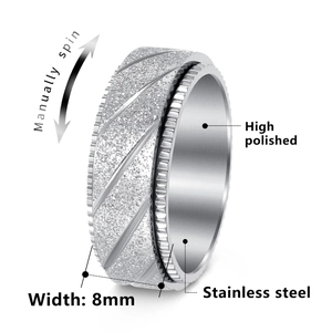 Bague rotative de 8mm en acier inoxydable argenté avec finition mate et poli miroir