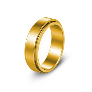 Bague anti-stress rotative 6mm en acier inoxydable doré avec finition mate brossée