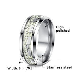 Luminous crown pattern 8mm stainless steel ring with high polished finish for men