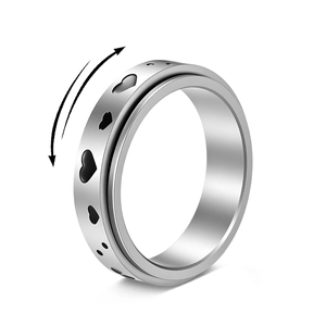 304 Stainless Steel Heart Spinner Ring For Women Men Anxiety Relief Decompression Rotating Band Ring Fashion Daily Jewelry