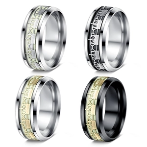 Vintage Luminous Crown Stainless Steel Ring Glow In The Dark Punk Jewelry Fashion Band For Men Women Daily Accessories