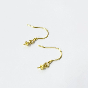 Polished S925 sterling silver gold earring hooks for DIY pearl jewelry making