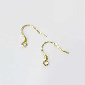 Classic gold-plated S925 sterling silver ear hooks with spring and loop for DIY jewelry