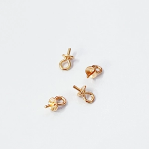 Set of four gold S925 sterling silver pearl cup bails for DIY jewelry earrings and pendants