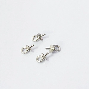 Set of four S925 sterling silver pearl peg bails with eyelets for DIY jewelry making