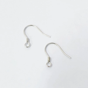 Classic S925 sterling silver ear hooks with spiral coil and loop for DIY jewelry making