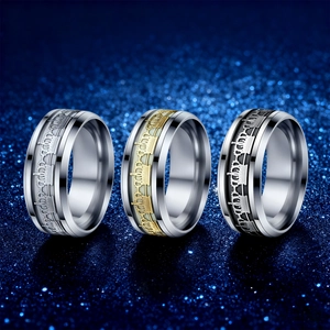 Luminous crown relief stainless steel rings in silver, gold, and black finishes