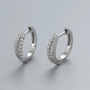 925 Sterling Silver Double Row Hoop Earrings For Women Gold Silver Plated Minimalism Pavé Zirconia Individual Jewelry Gift