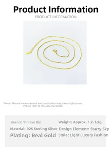 Detailed view of S925 sterling silver gold-plated fine chain necklace with star patterns