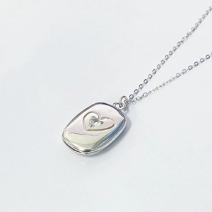 925 Sterling Silver Heart Zirconia Photo Locket Necklace For Women Rectangle Box Pendant Clavicle Link Chain Jewelry Gift