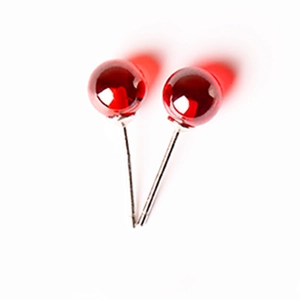 Minimalist S925 sterling silver stud earrings with vibrant round red zircon stones