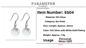 Detailed specs of S925 silver cat eye earrings showing size 26mm and weight 1.9g