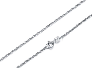 Close-up of S925 sterling silver water wave chain with Italy hallmark and spring clasp