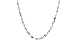 Detailed close-up of S925 sterling silver water wave chain necklace with twisted links