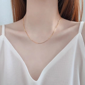 Collier chaîne box élégant en argent sterling S925 doré de style minimaliste