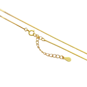 Chaîne box en argent sterling S925 plaqué or avec fermoir à ressort et extension